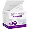 Clean Skin Club Salviette Viso XL - Healthy Aging™, leviga rughe e grana in 6 settimane, extramorbidezza, monouso, anti-età, struccanti a secco (50 pezzi)