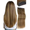 WIGNEE Doppie extension invisibili in PU OVO con capelli umani 100% Remy, 8 pezzi Extension in capelli umani veri senza colla Genius Micro Bead per un volume intenso(T4/27, 18 pollici)