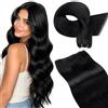 LaaVoo Extension Capelli Veri Tessitura Nero Jet, Matassa Remy Morbida, Setosi come Veri, per Sposa e Matrimonio 35cm 80g #1
