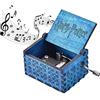 Bogoro Qazuwa Scatole Musicali in Legno Intagliate Carillon in Legno Regalo Carillon di Legno di Manovella Carillon a Manovella Vintage Antiquariato Idea Regalo per Compleanno Natale San Valentino (Blu)