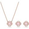 Swarovski Set Una, Taglio misto, Quadrifoglio, Rosa, Placcato color oro rosa
