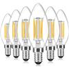 Morotty Dimmerabili Lampadine E14 LED,Lampadine E14 LED a Candela 4W Bianco Caldo 2700K, 470lm,C35 a vite piccola, equivalenti a 40W, 6 Pezzi