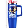 Get Trend SONIC THE HEDGEHOG Borraccia Termica Bambini da Viaggio con Paglia e Manico Isolamento Termico Sottovuoto 840ml, Bevande Calde o Fredde (Blu Sonic)
