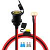 YINGAYOU Fixed Thread Cigarette Lighter Socket to O Ring 14AWG 20A 12V 24V Cigarette Lighter Socket con Fusibile e Copertura Conviente per auto, motociclette, barche (2 m)