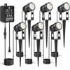HIBOITEC 6-in-1 Faretto da giardino dimmerabile con trasformatore, 16M Illuminazione da giardino con alimentazione elettrica, 4000K Timer Lampade Giardino impermeabili per casa cortile piante