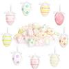 com-four® 24x Uova di Pasqua Dipinte a Mano da Appendere - Decorazione Pasquale Color Pastello con Fantastici Motivi - Uova di Pasqua Decorative, 6 cm