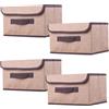 NCRGB Scatole Portaoggetti in Tessuto,Scatole Portaoggetti Scatole per Armadio con Coperchio Set,Pieghevole,Contenitore per Armadio,Vestiti,Armadi (26×19×16cm/4pack, Beige Giallo)