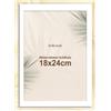 kollyseek Cornice portafoto in vero legno di pino, 18 x 24 cm, con passepartout, cornice in legno di pino, cornice portafoto con vetro acrilico infrangibile, cornice per foto in legno, decorazione per