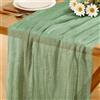 Baosind Runner da Tavolo Verde Salvia in Stile Boho, 280 x 80 CM Runner da Tavolo in Garza, Adatto per Matrimoni, Compleanni, Natale, Tavole di Capodanno e Decorazioni ad Arco