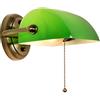 FIRVRE Verde Lampada da Parete Banchieri in Vetro Applique da Parete Vintage Lampada a Muro a Catena in Metallo Antico in Ottone Finitura Bronzo per Lampada Soggiorno Camera da Letto