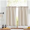 TOPICK Tende da bistrot porta finestra balcone stile country roulotte, 2 pezzi 70x115(LxA) cm Beige, corte Filtro della luce