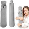 Horktrust Borsa dell'acqua calda lunga 1,1 - 55 cm, taglia media con copertura in pelo di coniglio imitazione grigio, acqua calda per caldo mano, pancia (dolore alle regole), schiena, spalle, riscaldamento