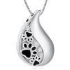 AIWENXI Zampa di animali domestici stampa teardrop urna collana per cenere per cane/gatto cenere ciondolo per cremazione gioielli commemorativi per donne e uomini