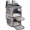 FASRIOU Zaino trasportino per 2 gatti fino a 12kg, 2-in-1 con divisorio, Grigio