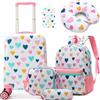 HTgroce 5pcs Valigia per Bambina con Maniglia Retrattile Zaino Bagaglio a Mano, con ruote girevoli a 360 °