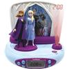 Lexibook Disney Frozen 2 Elsa & Anna, Orologio Sveglia con proiettore, Luce Notturna, prejettare l'ora sul soffito, effeti sonori, batterie, Blu/Porpora, RP510FZLXB