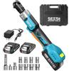 Seesii 3/8 Chiave a cricchetto elettrica, 80 N·m chiave a cricchetto con batterie 2x2.0Ah, 300 giri/min Chiave a cricchetto a batteria bussole da 10 a 17 mm, più adattatori 1/4 & 1/2 prolunga da 3