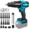 DriSubt Pistola rivettatrice compatibile con batteria Makita (non inclusa), 2 in 1, rivettatrice elettrica con punte per M6 M8, per rivetti da 2,4 a 4,8 mm