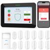 CPVAN GSM + WiFi Allarme Casa Senza Fili con Schermo Touch 7, 110dB Sistema Intelligente di Sicurezza con Allarme via APP/SMS/Chiamata, Rilevatore di Movimento, Sensori Porta/Finestra, Telecomandi