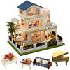 TOPBSFARNY Casa delle bambole in legno in stile europeo villa casa delle bambole fai da te kit casa delle bambole villa costruzione 3D modello creatività regali per fidanzato e genitori