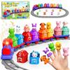 Meytccve Giocattolo Educativo per Bambini di 1-3 Anni, Set Montessori per Abbinamento e Classificazione, Treno Elettrico Moderno per Bambini Regalo di Natale o Compleanno per Maschi e Femmine (Blu)