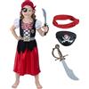 Sincere Party Costume pirata delle ragazze, 2024 Nuovo vestito pirata con fascia, Cutlass, Eye-patch Taglia 3-4 anni