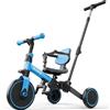 besrey Triciclo per Bambini 4 in 1, Bici senza Pedali per bambine e bambini da 1 a 3 anni, Triciclo con Maniglia di Spinta, Sedile Regolabile, Pedali rimovibili, Blu