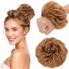 MY-LADY Chignon Finto per Capelli Veri- Cerchio Elastico Dritto Marrone - Facile Updo Naturale per Donne Ragazze 30g Riccio
