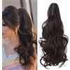 S-noilite Coda di cavallo Estensione dei Capelli Artiglio Sulla Clip nel Parrucchino Un Pezzo A Jaw Lungo Ponytail per le Donne 45cm Riccio Marrone scuro