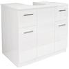 MaMa Store Base Copricolonna Sottolavabo con 2 Ante e 2 Cassetti, Bianco Artico, L. 70cm x P. 46cm x H.62cm