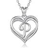 INFUSEU P Lettera Collana, Doppio Cuore Ciondolo A-Z Gioielli Cubic Zirconia CZ Lunga 20 Pollici Catena Regali Carini Per Ragazze Moglie Femmina