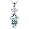 KZX Collana di pesce cristiano in argento sterling 925 con ciondolo a forma di pesce Gesù regalo per le donne, Argento sterling