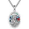 YONFQE Santa Muerte, collana in argento Sterling 925, con ciondolo a forma di rosario di Santa Muerte, medaglie, regalo per uomo e donna, Argento sterling