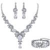 EVER FAITH Collana e Bracciale e Anello, Sposa Gioielli per Bride Cristallo Art Deco Floreale Onda Goccia Orecchini Braccialetto Set Trasparente Argento-Fondo