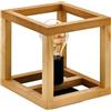 Eglo Blackcrown - Lampada da tavolo, comodino a forma di cubo, design naturale, in acciaio colore nero con cornice legno, attacco E27, 20 x cm