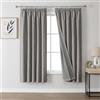 Joydeco 100% tende oscuranti in lino con nastro arricciato, set da 2 pezzi, altezza 183 x 132 cm, grigio chiaro, protezione dal freddo, oscurante, protezione acustica, ideale per il soggiorno
