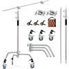SOONPHO C Stand 100% Acciaio Inossidabile Heavy Duty Supporto a C Fotografia Light Stand C-Stand con 130cm braccio di supporto Kit,testa Grip,Rotelle per Godox AD200 Pro SK400 Aputure