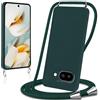 Knrlqim Cover per Google Pixel 9a 5G con Cordino Custodia con Laccio Collana Tracolla Collo Corda Regolabile Liquido Silicone Antiurto AntiGraffio Protettiva Case per Google Pixel 9a 5G 6,3,Verde