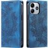 CASEONJAN Cover per Xiaomi Redmi Note 14 4G, Pelle PU Custodia a portafoglio con scomparti per Slot Schede, Antiurto Flip Caso Cover per Redmi Note 14 4G (Vintage Blu)