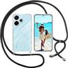 ISOI Cover con Cordino per Xiaomi Redmi 13/Xiaomi Poco M6 4G, Custodia Trasparente con Collana Tracolla Laccio Collo Ultra Sottile Morbido TPU Silicone Antiurto AntiGraffio Antiscivolo Case, Nero