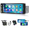 Motorsi Autoradio 1 Din con Schermo, 6.9" Single Din CarPlay Android Auto Stereo con Bluetooth, Touchscreen, Mirror Link, FM Radio, SWC, AUX + Telecamera Posteriore