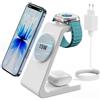 GEEKERA Certificato Stazione Ricarica per Apple, Caricatore Wireless Rapido 15W compatibile con Mag-Safe per iPhone Air/17-12, Stand Ricarica per Apple Watch, Base Carica per AirPods, Bianco e Grigio