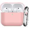 Nemteur Custodia per AirPods Pro 3 2025, Case Protettiva in Silicone per Air Pods Pro 3 Cover in Silicone Visibile a LED Frontale con Moschettone, Rosa