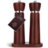 TLYSXPRO Set Macina Sale e Pepe in Legno - Macinapepe e Macinasale Manuali in Legno di Faggio con Macina in Ceramica Regolabile - Per Cucina e Tavola - Altezza 21 cm, Castagna