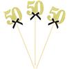 Sotpot 8 bastoncini per centrotavola per 50° compleanno, numero 50, con fiocco, centrotavola da tavolo, per uomo e donna, 50° compleanno, anniversario, decorazioni per feste