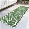 Homantic Tappeto da bagno con foglie verde scuro, tappetino antiscivolo lavabile in lavatrice, assorbente per lavello, WC, vasca e doccia, 45 x 120 cm