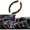 JNNJ Coprivolante Antiscivolo in Pelle Scamosciata per Auto Adatto Ruote Rotonde a Forma Di D Confortevole E Resistente, Coprivolante Universale in Pelle Scamosciata Antiscivolo Traspirante(Caffè)