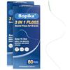 Bopika Filo interdentale per parentesi graffe, 3 in 1 Ultimate Floss, infila filo interdentale per ponti e impianti, 80 fili pretagliati (confezione da 3)