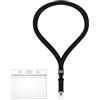 webbomb Porta badge con chiusura zip impermeabile e flessibile con cinghia di 2 cm di larghezza (11 colori) + porta carte ZIP per 1-2 carte di accesso (nero)