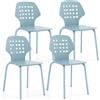 COSTWAY Set di 4 Sedie da Pranzo in Metallo, Sedie da Cucina Moderne con Schienale Traforato e Gambe in Metallo, Sedie senza Braccioli per Sala da Pranzo, Soggiorno, Portata 150 kg (Blu)